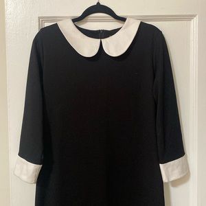 Makadamia European Black Dress with White Collar & Cuffs, 42 (size 8/10)